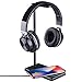 Produktbild Wireless Ladegerät Kopfhörer Ständer BECEMURU stabile 2-in-1 10 W Wireless kabelloses Ladegerät Charger Pad mit Headset Halter für iPhone X/8/8P Samsung S8/S8 pluss7/S7 Edge/S6/S6 Edge und andere Handy (schwarz)