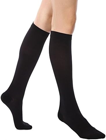 KoolFree Microfiber Medical Grade Graduated Compression Stockings for Men and Women, Knee High Socks, Closed Toe, 23-32mmHg (All Size S-4L) (3L, black)