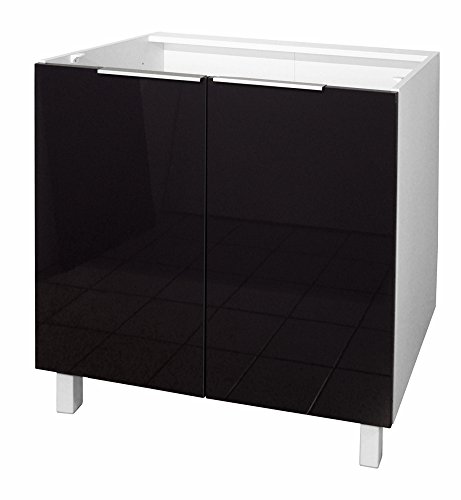 Belenus AUCUNE - Caisson Portes Bas 80 cm Noir Haute Brillance