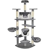 TecTake Kratzbaum für Katzen Katzenkratzbaum Katzenbaum Kletterbaum SISAL grau weiß