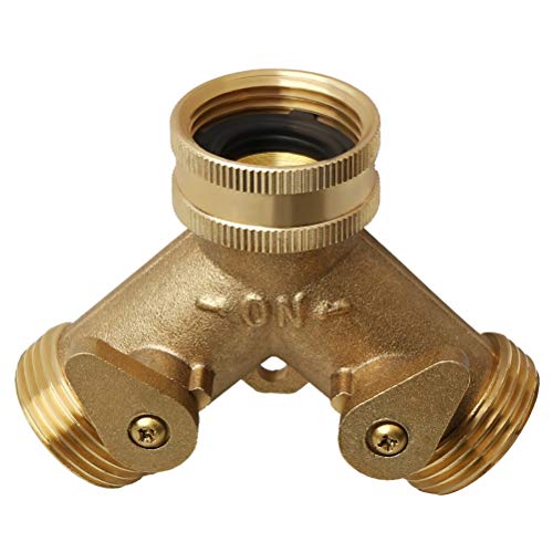 Preisvergleich Produktbild nuosen Y-Splitter Messinganschluss, Zweiwege-Messing-Wasserhahn-Verteiler, Messing-Gartenschlauch