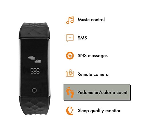 Sport Smart Armband Aktivitätstracker mit Schrittzähler, Pulsmesser, Schlafanalyse, Fitness Tracker für Android Smartphone und iPhone, von AGPTEK SW01, Schwarz - 4