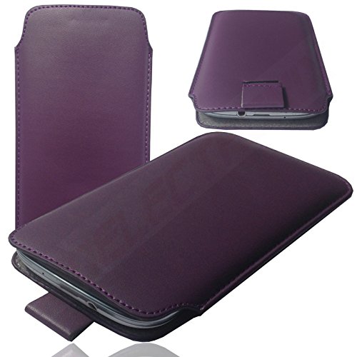MEDION LIFE P4501 (MD 98428) - Android Smartphone Handy Etui Pull UP Tab Tasche ultra slim - HQ - Lila