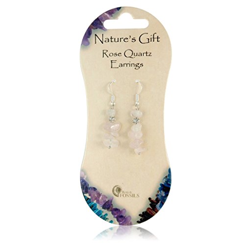 Preisvergleich Produktbild Natures Gift Kristall-Ohrringe mit Britischen Fossilien, Rosenquarz