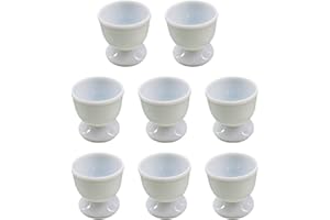 PUUPAA Lot de 8 coquetiers blancs pour œufs durs et mous pour cuisine et petit-déjeuner