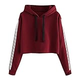 iHENGH Vorweihnachtliche Karnevalsaktion Damen Frühling Sommer Top Bluse Bequem Lässig Mode Frauen Gestreiftes langärmliges Damen Hoodie Sweatshirt Pullover Mit Kapuze Pullover Tops Bluse