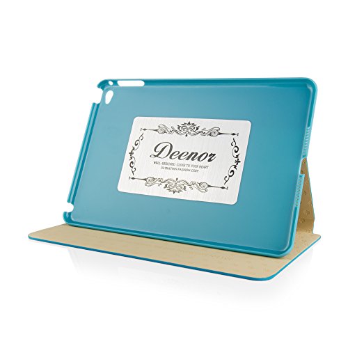 iPad Mini 4 Hülle, Deenor Colour Series Premium PU Leder Ultra Slim Light Weight Auto aufwachen / Schlaf Funktion Schutzhülle Hülle für Apple iPad Mini 4, Free: Screen Protector + Stylus Pen + Cleaning Cloth. (Sky blue circles) - 3