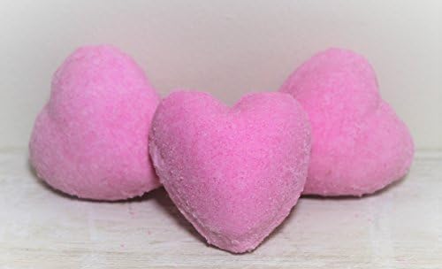 Three Rose geranium essential oil heart shaped moisturising bath bombs