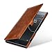 Produktbild StilGut Book Type Case, Hülle Leder-Tasche für Sony Xperia XZ Premium. Seitlich klappbares Flip-Case aus Echtleder mit Smart-Cover-Funktion, Cognac mit Clip