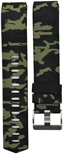 Yincol Smart Fitbit Charge 2 Strap+ Anti Shock Ptotective Full Screen Film, Replacement Accessories Wrist Strap For Fitbit Charge 2 Heart Rate Fitness Tracker Smart Band, Classic Silicone Soft Comfortable Wristband (No Tracker) (Camouflage Green)