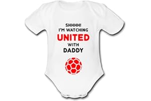 PSYCHOBABY UNITED RED Shhhh! I'm watching with Daddy Mummy Grandad Unique Football Babygrow Cute Unique utd Funny Baby Vest Grow Boys Girls Unisex Gift Babygrow sheffield Bodysuit MAN MANCHESTER ROTHERHAM