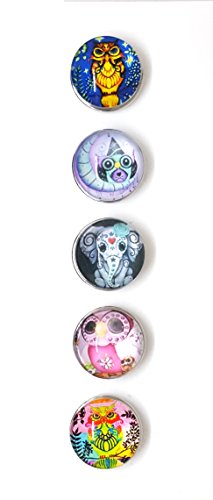 Women Stud Jewellery – Owl and Elephant – 18 mm Snaps – Different Colours – Pack of 5 – mon-bijou-pression
