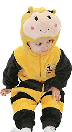 JTC Baby's Animal Onesie Romper Outfit With Hood (12-18 Months--Suggest Height 74-83cm, Bee)