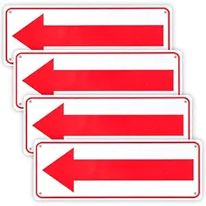 VVWV Red Colored Left Arrow Sign Boards Combo Set For Hospitals Malls Industry Signage Business Commercial Sign Board With L X H