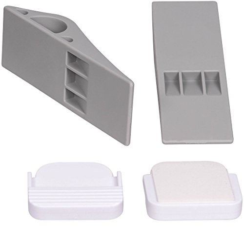 Stilemo Türstopper XXL – 2er Pack – Türkeil inklusive Halterung – Stapelbarer Fensterstopper aus Gummi – Für Büro und Haushalt – Grau - 5