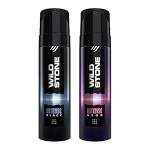 Wild Stone Intense Black and Neon No Gas Deodorant for Men, Pack of 2 (120ml each)