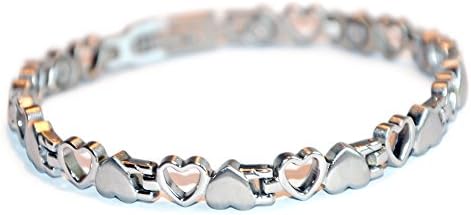 Energetix Women's Coracao Coeur 8232 Magnetic Tennis Bracelet In Hearts Design Plain / Silver Plated