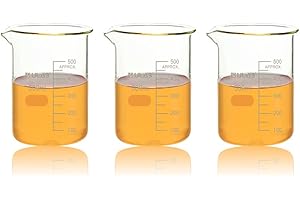 ULAB Scientific UBG1026 - Vasos de precipitados de vidrio, vol. 500 ml, 3.3 Borosilicato Griffin Low Form con graduación impresa, paquete de 3