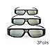 Price comparison product image 3 Pack of SainSonic Zodiac 904 Series 144Hz Rechargeable 3D DLP-Link Projector Universal Active Shutter Glasses, Black