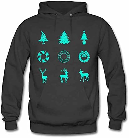 Eurapping Men Unisex Hoodie Sweatshirt Creative Christmas Elk Printed XL