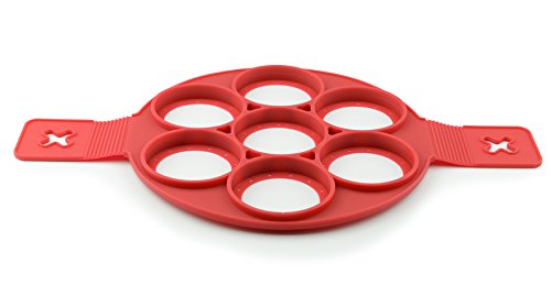 Premium Pancake-Maker silikon | Pancakemaker | BPA-frei und Antihaftbeschichtung | spülmaschinenfeste silikon Pancakeform | leicht zu reinigen | Omlett, Pancake, Eierspeisen, Pfannkuchen, uvm | rot