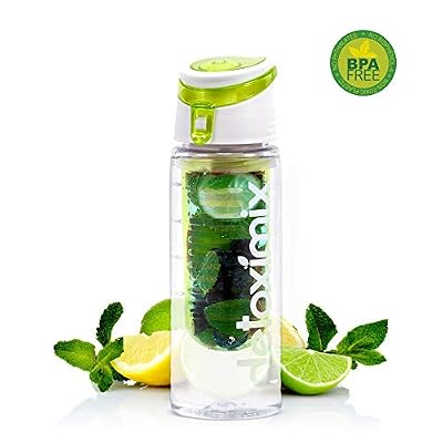 DETOXIMIX Infuseur à Fruits 750ml - Bouteille Plastique TRITAN sans BPA (Green Detox)