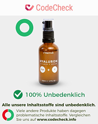 Vitamin C Serum mit Hyaluronsäure von Hemvå (hochdosiert, 50ml) – Speziell für Frauen – Gegen Falten Serum für das Gesicht, Hals & Dekolleté – #1 Anti Age Gel, auch gegen Altersflecken - 2