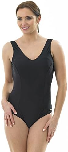 Ladies Classic Swimsuit Black Small Oster Bay Badge to Front