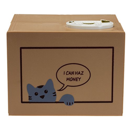 getDigital 10973 Katzenspardose Katze in Der Box Geschenk für Katzenliebhaber, Plastik, Beige, 15 x 12 x 12 cm - 8