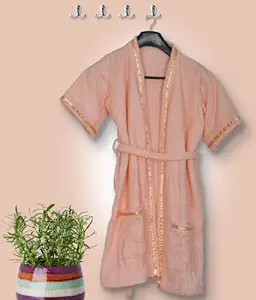 S Kumars Love Touch Kids Cotton Bath Robe , Age: 1 to 2 years, Peach