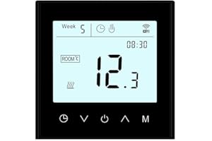 MincoHome Programmable WiFi Thermostat Touch Screen Tuya Smart Temperature Controller for Dry Contact Gas Boiler Warm Floor Heating Two Wire(Black Gas Boiler)