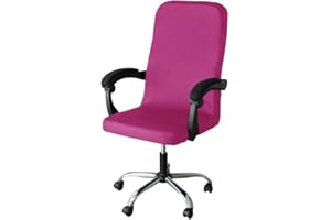 Lukery Coprisedia Ufficio Elasticizzato Coprisedie Gaming, Fodere Coprisedia Girevole Ufficio Universale Rimovibile, Coprisedia da Computer con Schienale per Sedia da Ufficio (Rosa Scuro,M)