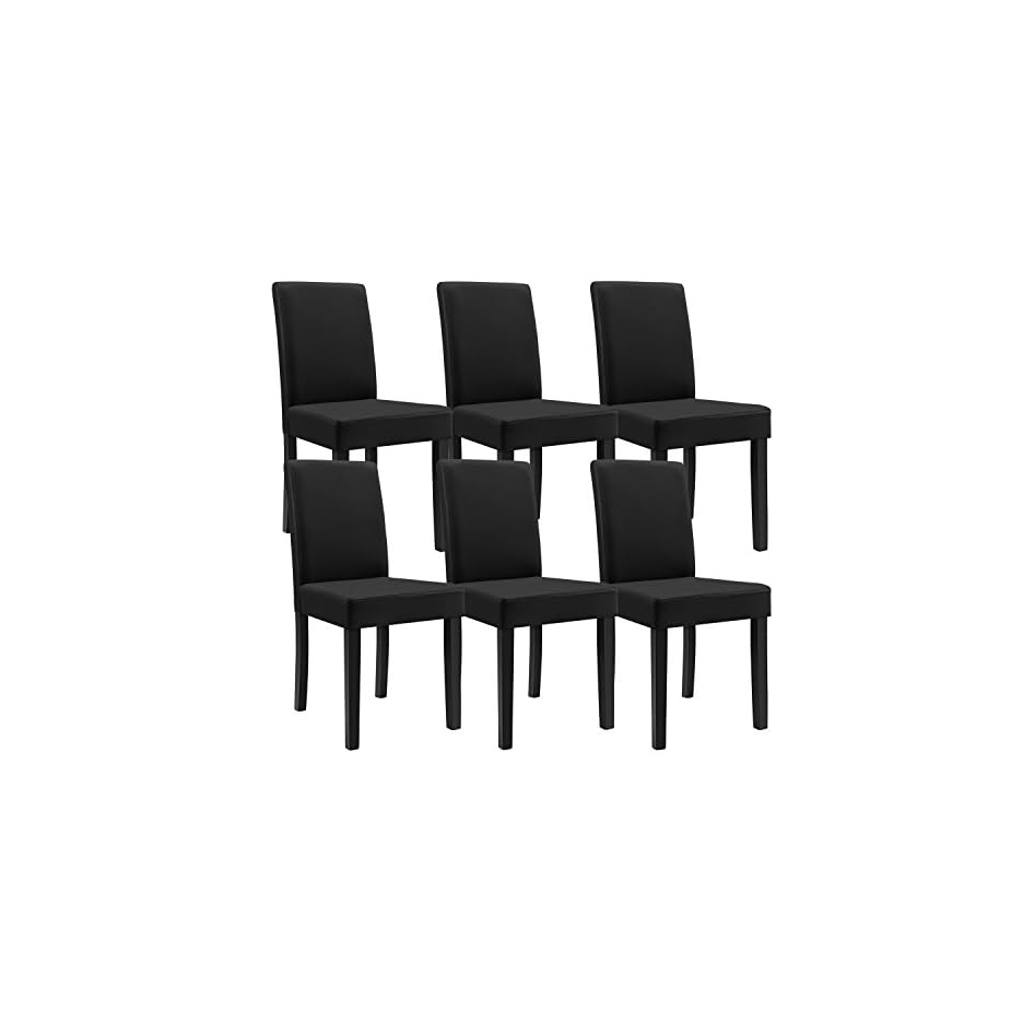 [en.casa] Esstisch Eiche weiß mit 6 Stühlen schwarz Kunstleder