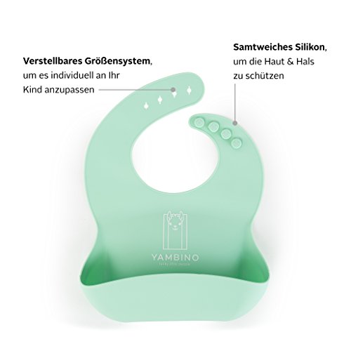 Kindergeschirr Esslern-Set Baby Geschirrset Kinderteller Babyteller Rutschfeste Tischunterlage aus Silikon Esslernbesteck Baby Led Weaning YAMBINO ® Lucky Placemat - 3