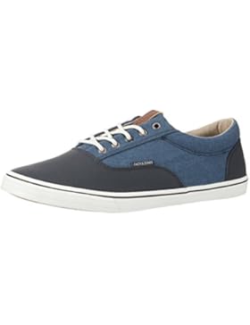 JACK & JONES Herren Jfwvision Washed Canvas Suede Mix Navy Low-Top