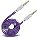 Produktbild N4U Online - Doppelpackung - LG G Flex 3.5mm Vergoldet Klinke Auf Klinke Flaches Kabel AUX Auxiliar Audio 1 Meter Kabelleine - Lila