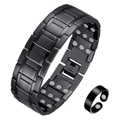 Jecanori 3x Ultra Strength Magnetic Bracelet For Men.men's Titanium Steel Bracelet With 57 Magnets(3500 Gauss).adjustable Wristband Brazaletes With Free Adjustment Tool And Gift Box