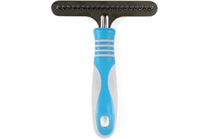 Ancol Ergo Dog Undercoat Rake - Blue Grooming Tool for Heavy Coated Breeds - Removes Dead and Loose Fur from Undercoat - Extra Wide Design for Efficient Use - Medium
