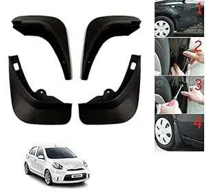 Auto Addict Car Mud Flaps Splash Guards (O.E Type Custom,4 pcs) for Nissan Micra Active