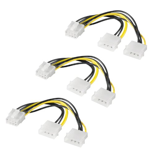 Maxima Trade Set 3 x Internes PC Stromkabel (2x 5,25mm Stecker auf PCI Express 8-polig) 15cm