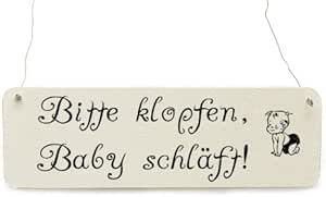 Amazon De Interluxe Shabby Vintage Schild Turschild Bitte Klopfen Baby Schlaft Landhaus Kinderzimmer