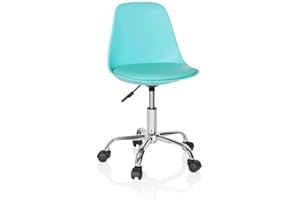 hjh OFFICE 742015 Silla Giratoria para Niños Fancy II Piel sintética Turquesa, Sillas de Escritorio Infantiles, Ajustable en Altura, Silla Juvenil