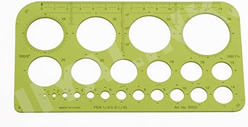 CIRCLES TECHNICAL DRAWING CIRCULAR SHAPES STENCIL TEMPLATE-SIZE 1 - 36mm - SR-22
