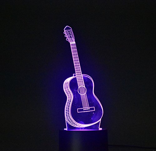 3D Optical Illusion Lampada da tavolo Lampada da tavolo Smart Home Night Lights 7 Colori Change (Chitarra)