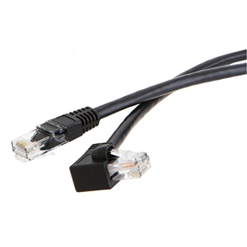 90 Grad Cat6 Ethernet Kabel, ArtMK Vernetzung Crystal Head Internet Katze 6 Kabel Interconnect Computer PC Router, Drucker, XBox, PSP ect- Universal RJ45 Steckverbinder, Netzwerk GbE Patch Lan Schwarz - 2