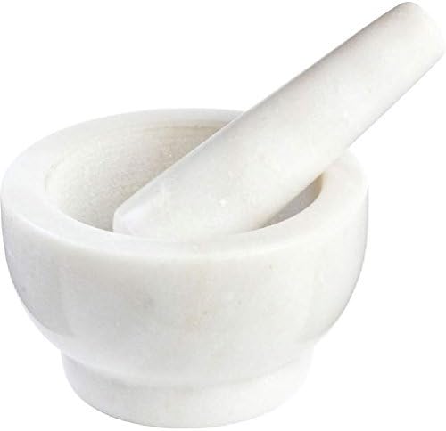 Heavy Stone White Marble Mortar And Pestle Set Kitchen Spice Grinding Bowl by CSG Home Service