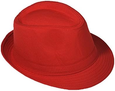 Panama Fedora Trilby Gangster straw sunhat with fabric strap, street style - red - One size
