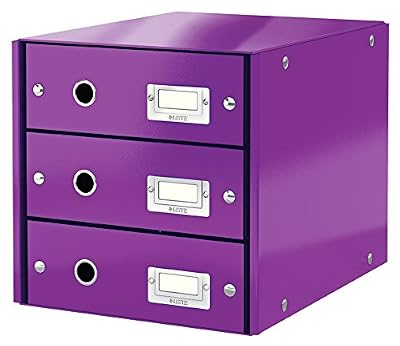 Leitz Wow Click & Store 60480062 Bloc de Classement à 3 Tiroirs A4 Violet