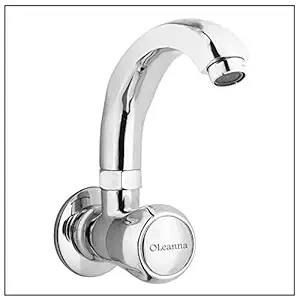 Oleanna Conti-sinkcock Spark Brass Sink Tap with Swivel Casted Spout Wall Mounted Model (Silver, Chrome Finish)