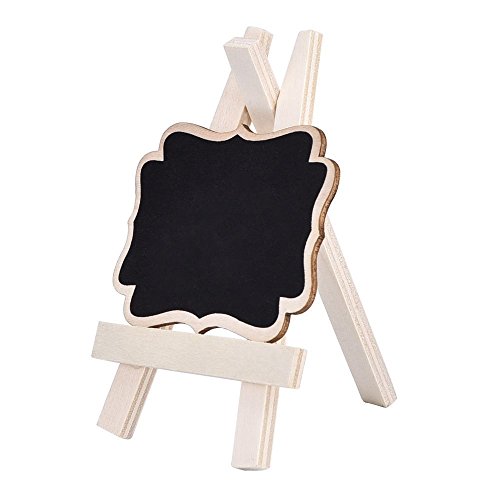 Yalulu 10 Stück Kreidetafel Hölzernen aus Tafel Wordpad Message Board Nachricht Board Tafel Chalkboard Schilder- Rechteckig Geformt, Deko Memotafel Küchentafel Wandtafel für Weihnachtsfest Hochzeitsdeko mit Staffelei - 3